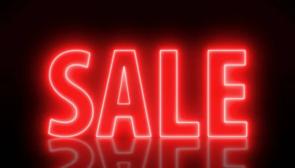 Illustation Glowing Neon Sign Message Sale Red Reflecting Floor Abstract — Stockfoto