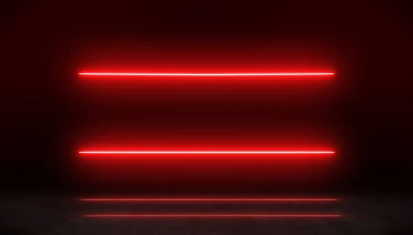 Ilustracja Świecących Neonów Kolorze Czerwonym Podłodze Odbijającej Światło Streszczenie Tła — Zdjęcie stockowe