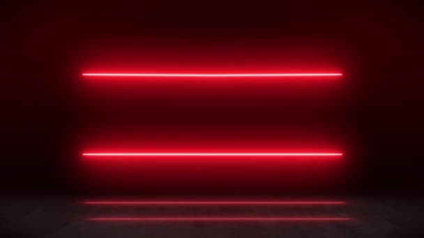 Video Animatie Van Gloeiende Neon Lijnen Het Rood Reflecterende Vloer — Stockvideo