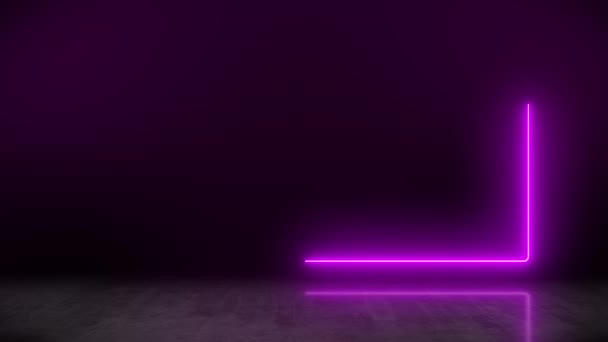 Video Animation Glowing Neon Rectangle Magenta Reflecting Floor Abstract Background — Vídeo de Stock