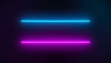 Illustation of glowing neon lines in blue and magenta. - Abstract background
