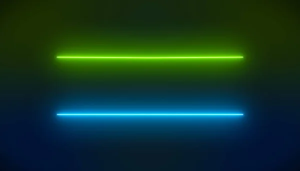 Illustation of glowing neon lines in green and blue. - Abstract background