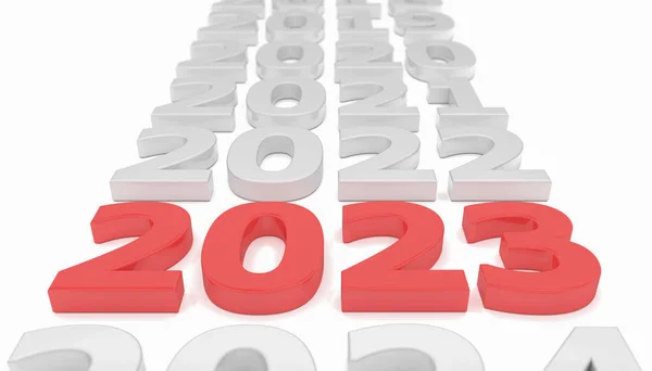 Rendering Different Years White Background Year 2023 Focus Represents New — Stock Photo, Image