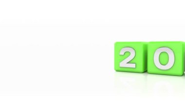 2022 - 23 üzeri beyaz arkaplan ile yeşil küplerin video animasyonu 2023 yılını temsil etmektedir..