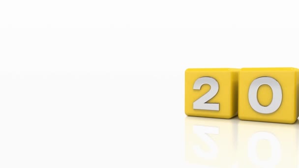2022年 白色背景上的23个黄色立方体的视频动画 代表2023年的新年份 — 图库视频影像