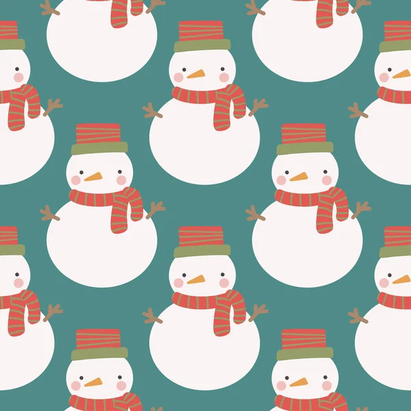Kerst en Nieuwjaar symbolen sneeuwpop. Vector naadloos patroon. Digitaal papier. Desig element. — Stockvector