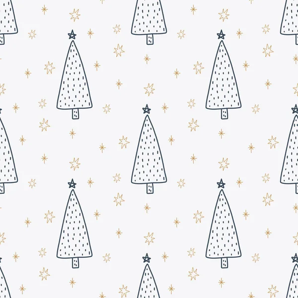 Noël Nouvel Symboles Arbre Motif Sans Couture Empreinte Vectorielle Papier — Image vectorielle