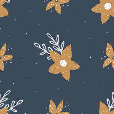 Noel ve Yeni Yıl sembolleri kusursuz desenlerdir. Hoş bir iz. Dijital kağıt. Tasarım ögesi