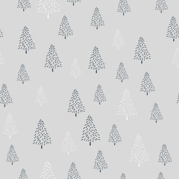Christmas New Year Symbols Tree Seamless Pattern Vector Cute Print — Stock Vector