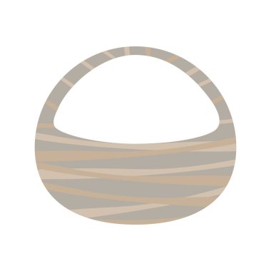 Saplı hasır sepet. İç mekan için gerçekçi bir hasır. Beyaz arkaplanda izole edilmiş renkli düz vektör çizimi.