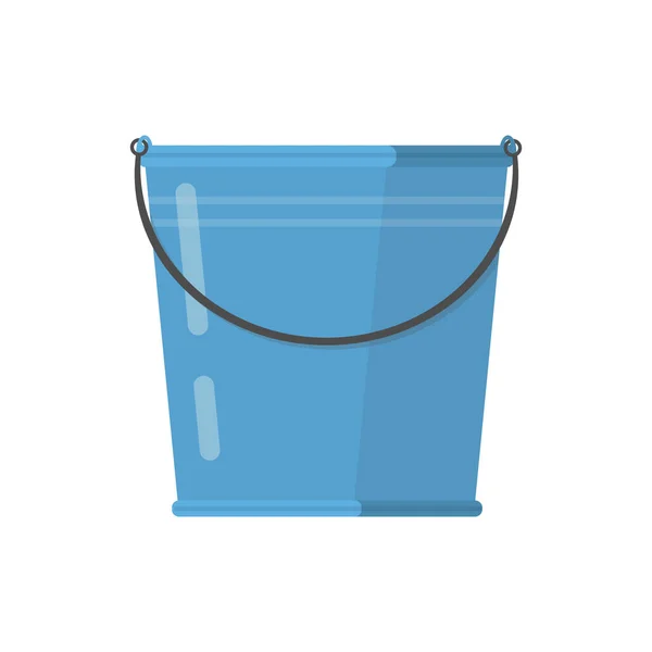Blauwe emmer met een zwart handvat. Geïsoleerde witte achtergrond. Een emmer vol voor het wassen van eten, water en drinken. Huishoudelijke taken emmer — Stockvector