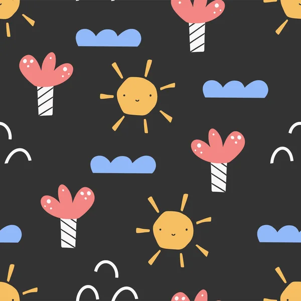 Seamless pattern. Cartoon childish hand-drawn illustration. Vector illustration.