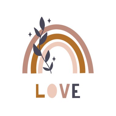 Gökkuşağı boho stili Tatlı rüyalar yazılı kart şirin baskı