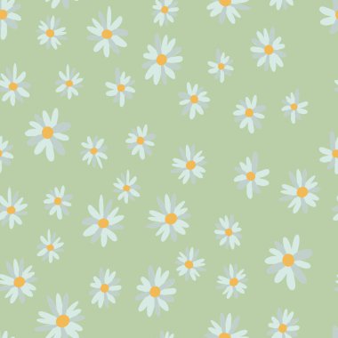 Çiçekli, mükemmel, dikişsiz çiçek deseni. Baskı ve dekorasyon için narin kır çiçekleri olan sonsuz bir tasarım. Tekrarlanabilir botanik arka plan. Renkli düz vektör çizimi