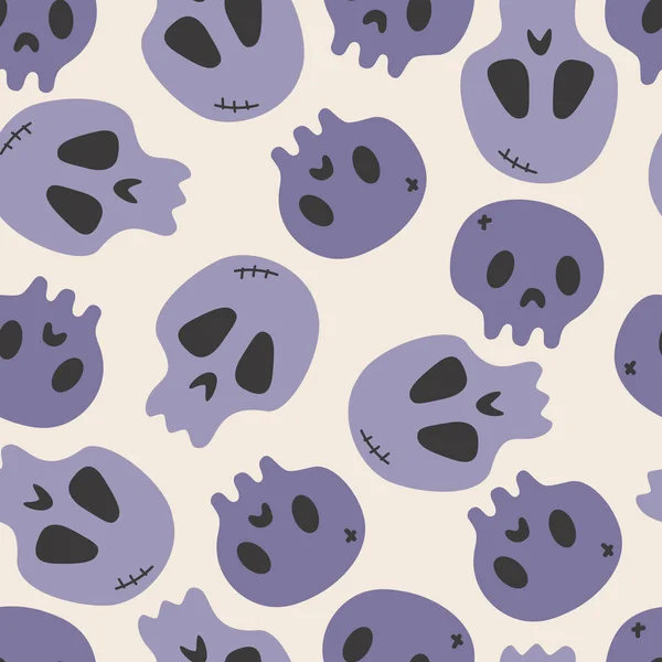 Happy Halloween Cute Vector Seamless Pattern Skull Creative Childish Texture — Stockvector