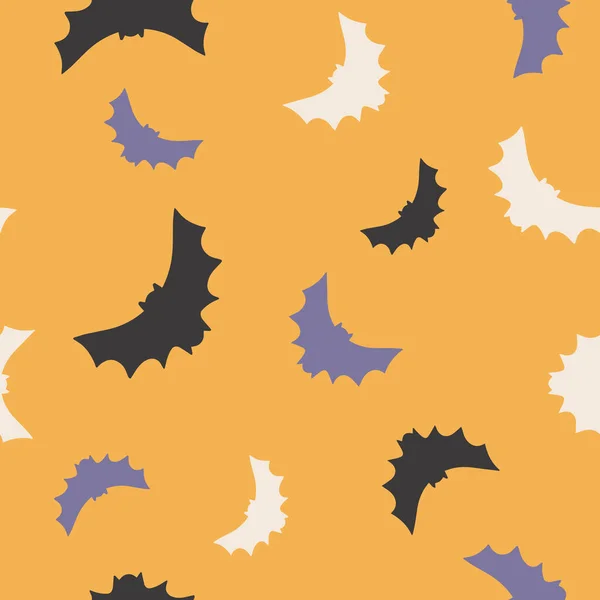 Happy Halloween Cute Vector Seamless Pattern Cartoon Bat Stars Creative — Archivo Imágenes Vectoriales