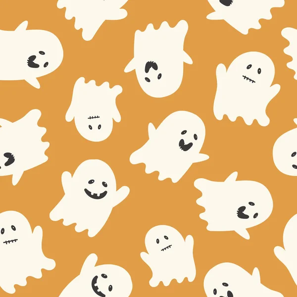 Happy Halloween Cute Vector Seamless Pattern Cartoon Ghost Creative Childish — Stockvector