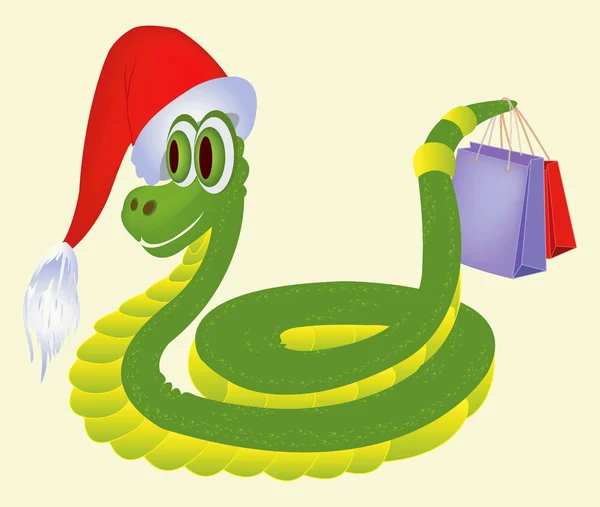 Snake with gifts — Stock Vector