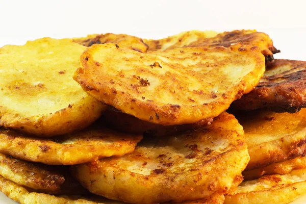 Cheese pancakes on a white background — Stock Photo, Image