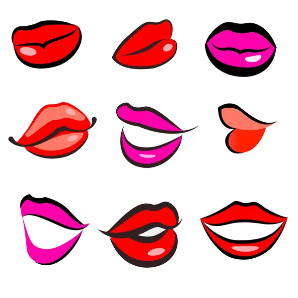 Impresión de labios rojos. Vector — Archivo Imágenes Vectoriales