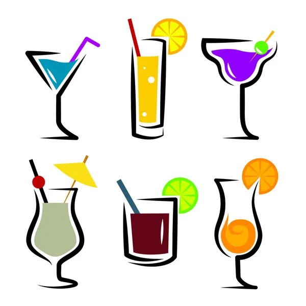 Cocktails glasses set Royalty Free Vector Image