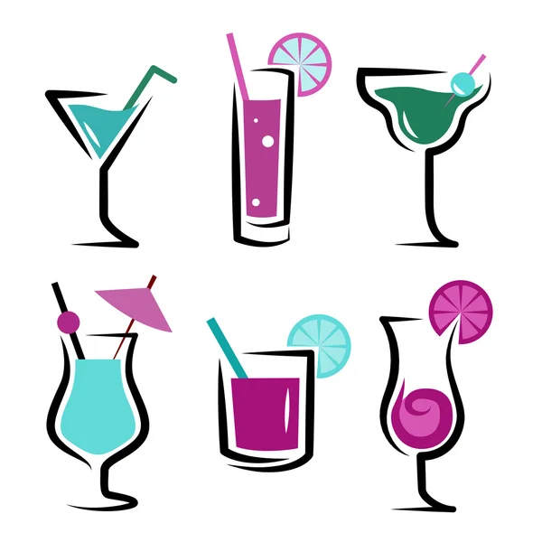 Набор коктейлей безалкогольных и длинных напитков — стоковый вектор