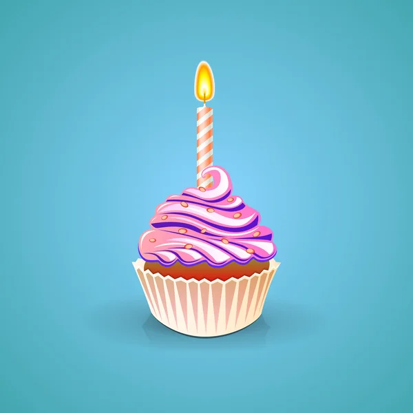 Tarjeta de felicitación de cumpleaños con cupcake — Vector de stock