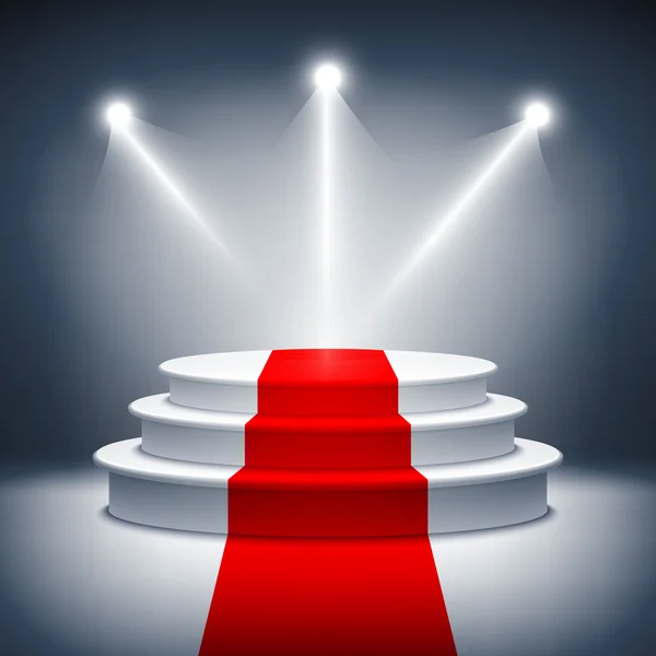 Pódio de palco iluminado para vetor de cerimônia de premiação — Vetor de Stock