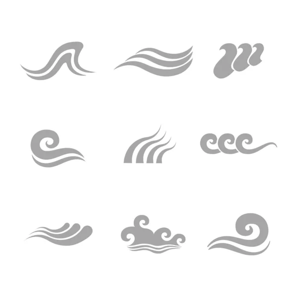 Set di simboli d'onda per il design isolato su bianco Grafiche Vettoriali
