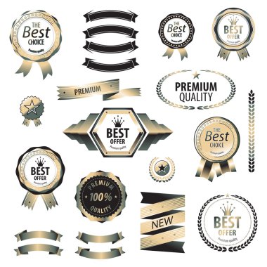 izole vektör çizim Luxury silver premium kalite en iyi seçim etiketleri ayarlama 