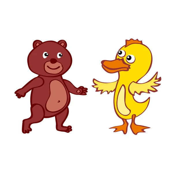 Oso pato Vector Archivo EPS10 Icono de ilustración de vector de dibujos animados dibujado a mano — Vector de stock