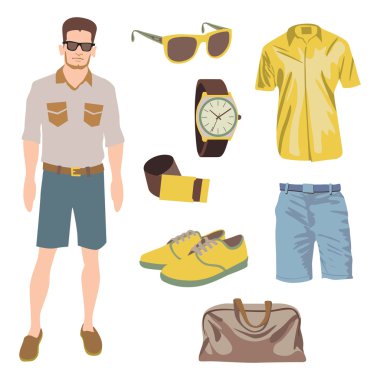 hipster karakter paketi Aksesuar giyim vektör çocukla geek için