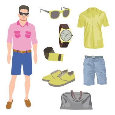 hipster karakter paketi Aksesuar giyim vektör çocukla geek için