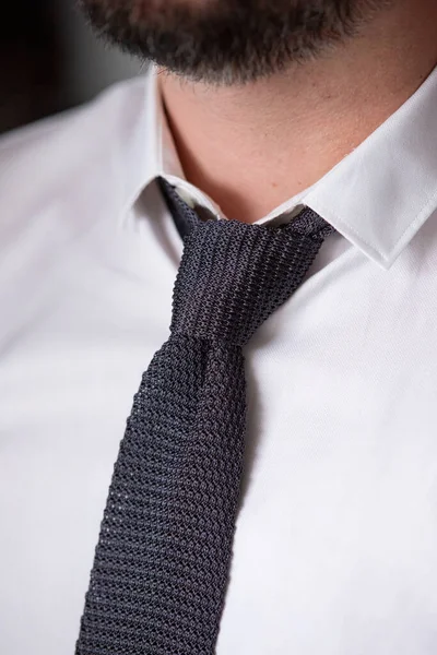 Close Shot Man White Shirt Black Tie — Stock Photo, Image