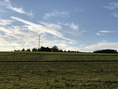 Elektrik hattı, sonbahar arazi kaplaması.