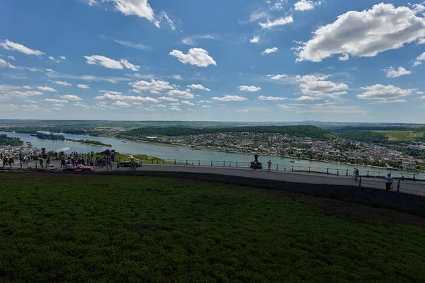 View Bingen Rhein Germany Hiking Trail Sun Just Illuminates Valley — Stock Photo, Image