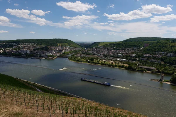 View Bingen Rhein Germany Hiking Trail Sun Just Illuminates Valley — Stock Photo, Image