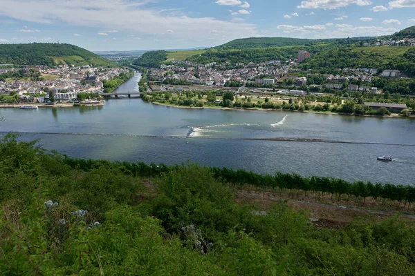 View Bingen Rhein Germany Hiking Trail Sun Just Illuminates Valley — Stock Photo, Image