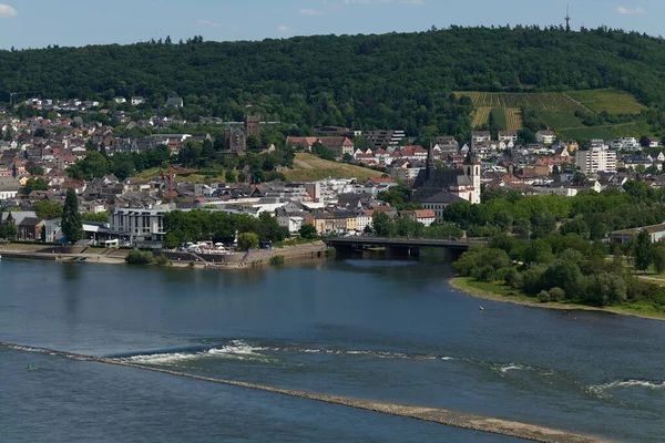 Blick Vom Wanderweg Auf Bingen Rhein Deutschland Die Sonne Einem — Stockfoto