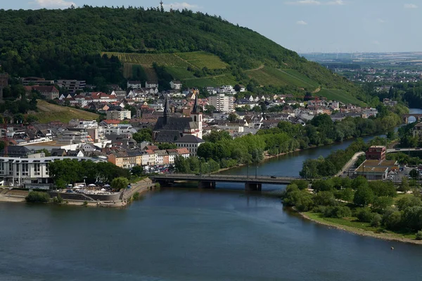 Widok Bingen Rhein Niemcy Szlaku Turystycznego Jak Słońce Oświetla Dolinę — Zdjęcie stockowe