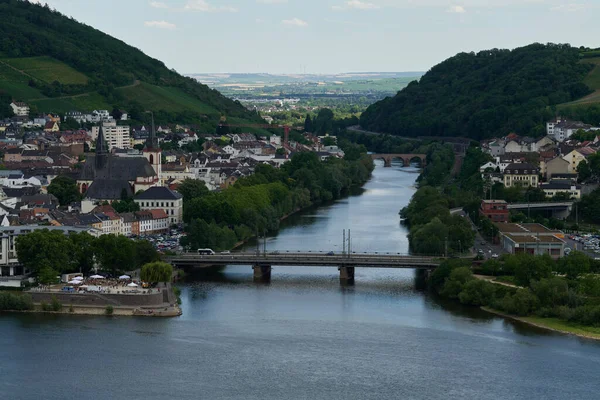 View Bingen Rhein Germany Hiking Trail Sun Just Illuminates Valley — Stockfoto
