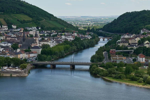 View Bingen Rhein Germany Hiking Trail Sun Just Illuminates Valley — Stok Foto