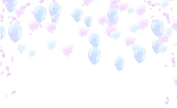 Aniversário Saudação Balões Luz Azul Modelo Cartão Fundo Brilhante Helium — Vetor de Stock
