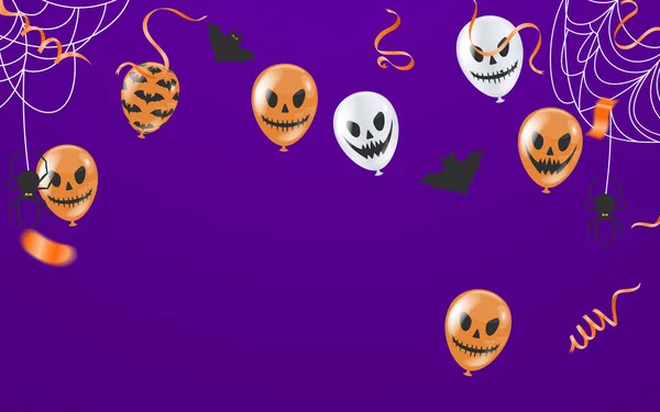 Happy Halloween Banner Trick Party Balony Duch Nietoperze Party Zaproszenie — Wektor stockowy