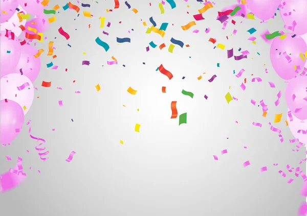 Χαιρετισμός Γενεθλίων Balloons Ροζ Πρότυπο Καρτών Υποβάθρου Γυαλιστερό Ήλιο Vector — Διανυσματικό Αρχείο