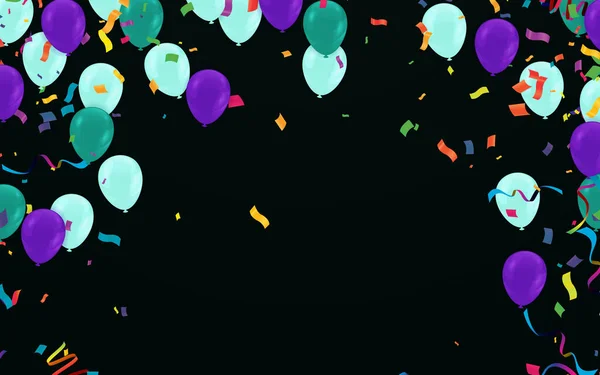 Doğum Günü Yıldönümü Kutlama Partisi Dekorasyonları Için Renkli Balonların Vektörü — Stok Vektör