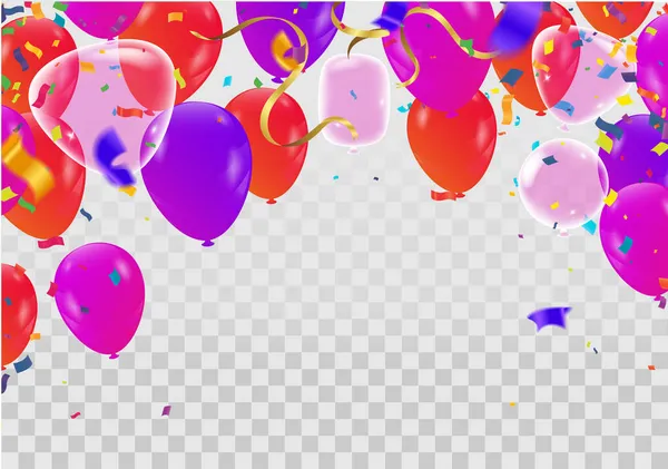 Κομψό Ροζ Μωβ Μπαλόνια Ηλίου Εφέ Bokeh Και Glitter Και — Διανυσματικό Αρχείο