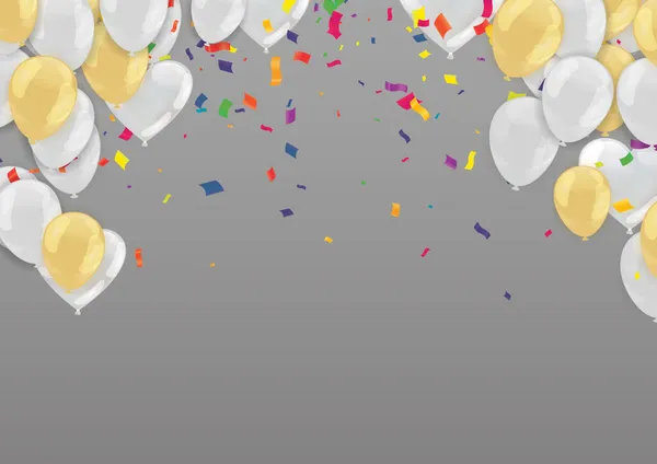 Ballons Volants Couleur Isolés Sur Fond Avec Des Ballons Blancs — Image vectorielle