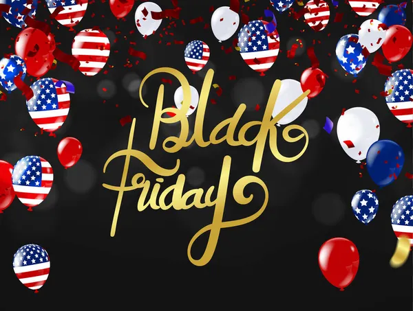 Black Friday Sale Poster Com Balões Para Varejo Compras Promoção —  Vetores de Stock