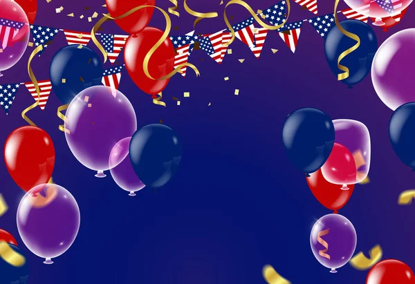 Coloridos Globos Fiesta Fondo Azul Fiesta Multicolor Vectorbanner Fiesta — Archivo Imágenes Vectoriales